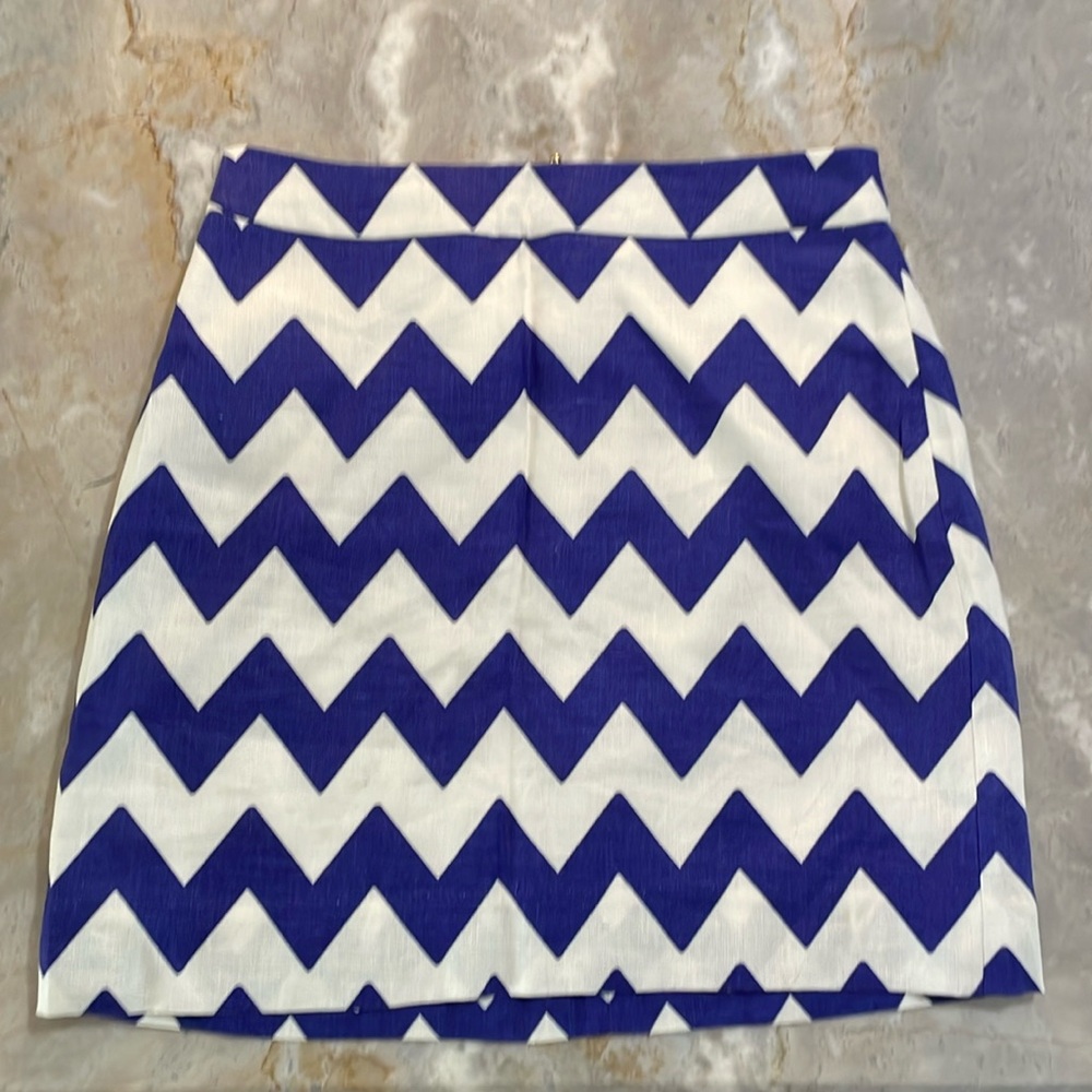 Kate spade blue white zig zag stripe linen skirt